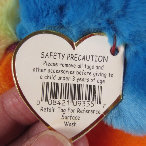 Beanie Babies TY Lips The Fish Rainbow Plush Toy - Picture 9 of 13